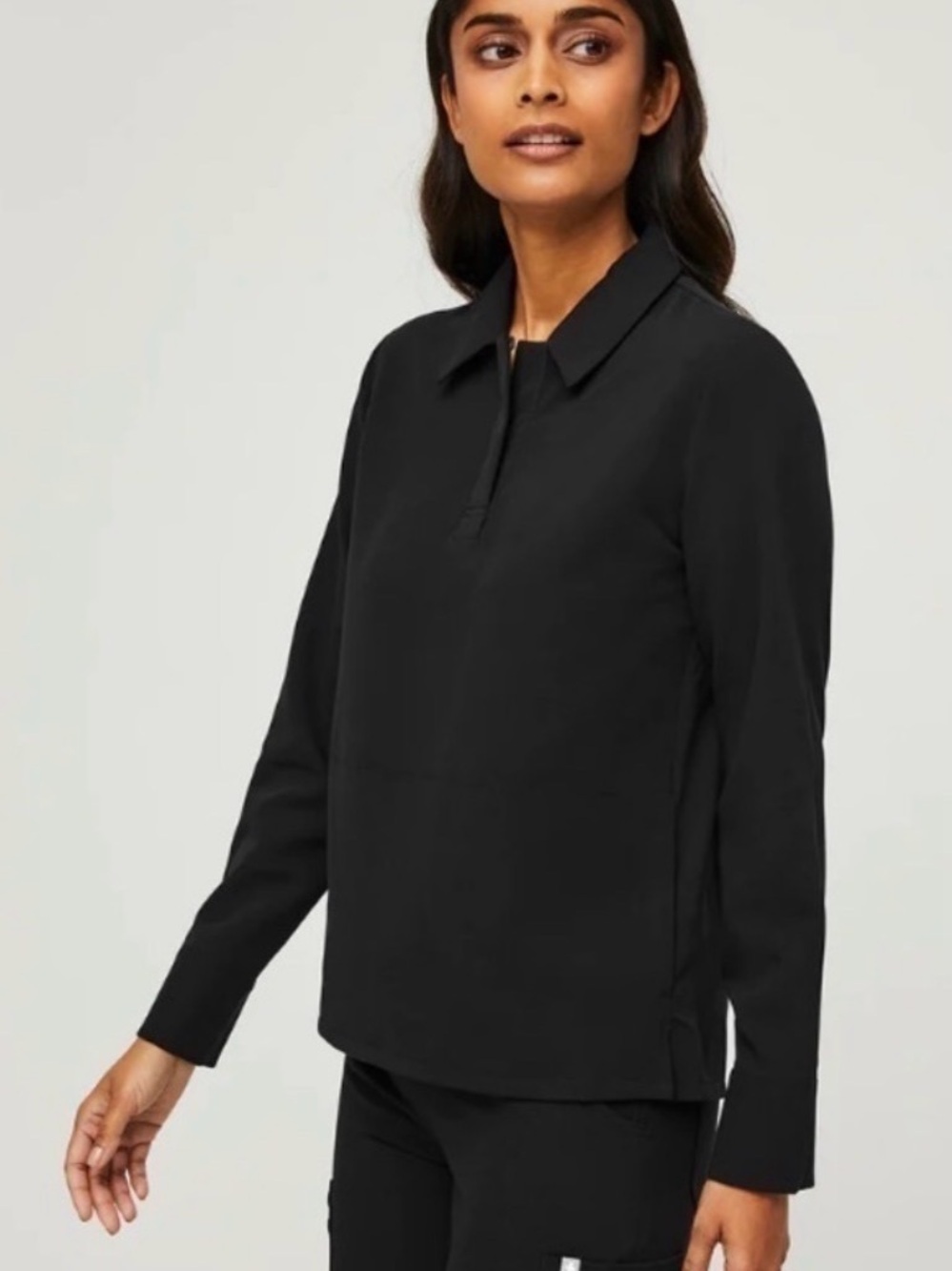 Figs Nala Long Sleeve Scrub Top Small Black